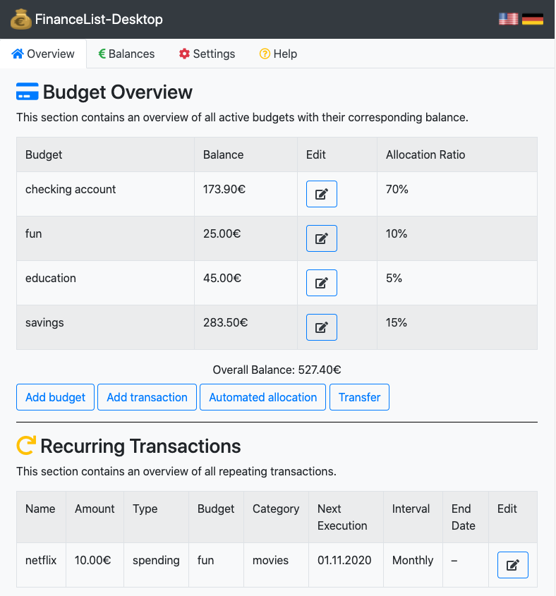 FinanceList-Desktop image